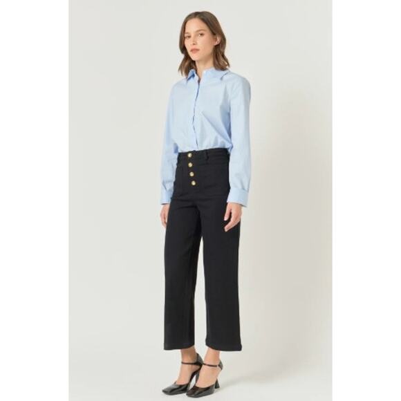 English Factory Culotte Pants - Sz M - Gold Button - Wide Leg Midi Rise - NWOT - Picture 4 of 15